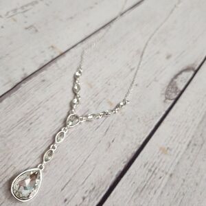 Sterling Silver Teardrop Pendant Y-Necklace in Silver Perfect For Prom